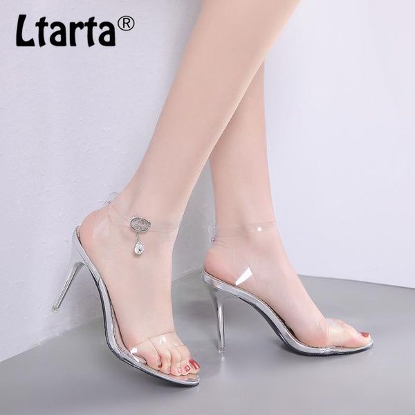 

summer women's shoes fashion transparent word with stiletto sandals open toe rhinestone women cwf, Black