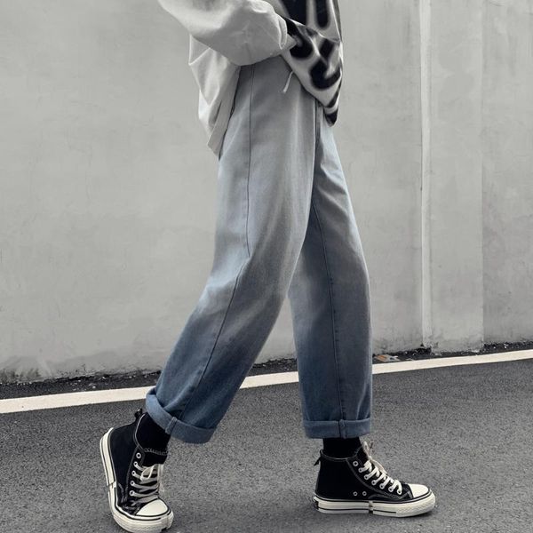 

men's jeans glide wide-leg pants 2021 retreat loose casual straight leg trend, Blue