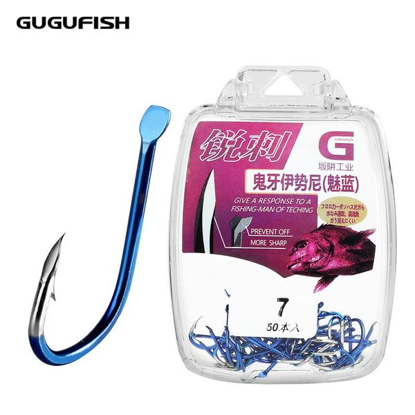 

fishing hooks gugufish 50pcs/box multicolor fishhook high carbon steel hook durable pesca jig head 1#-13# sea fishhooks