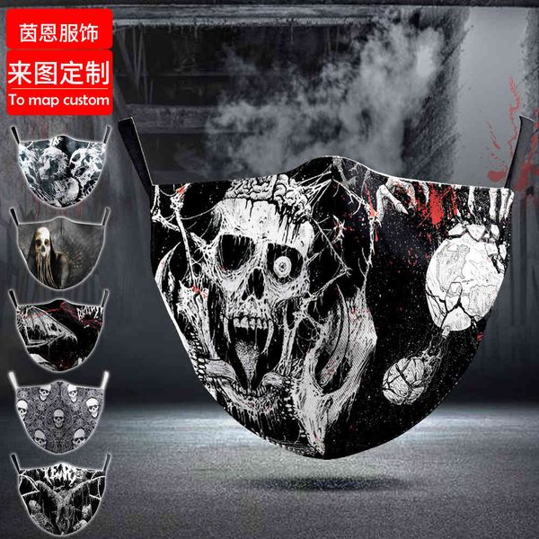 

high-quality s halloween pumpkin prank clown skull printed dust-proof breathable adjustable mask