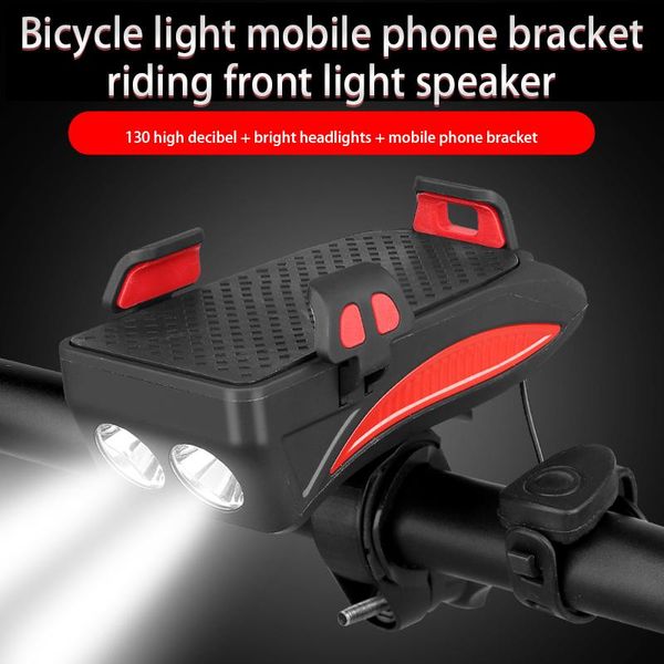 

cell phone mounts & holders 400 lumens bike light led multifunction 4 in 1 horn holder power bank bicycle front lamp stand