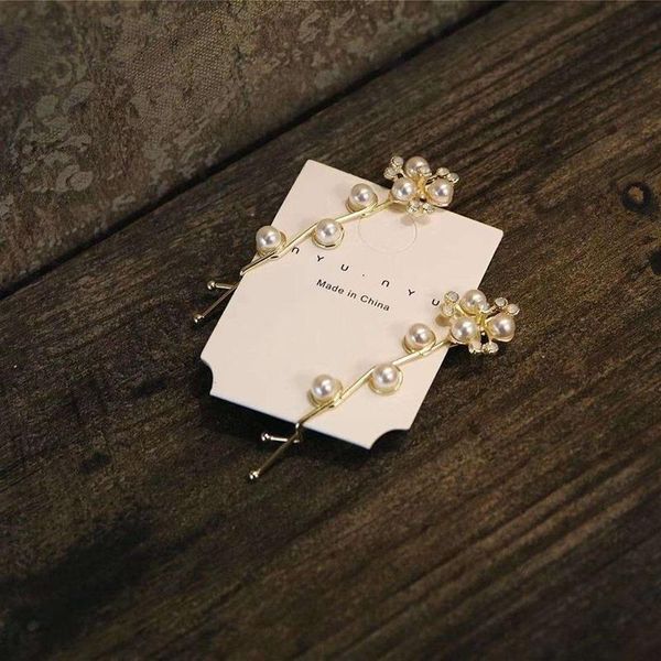 

hair clips & barrettes simple accessories pearl hairpin flower bean imitation bangs clip headband, Golden;silver