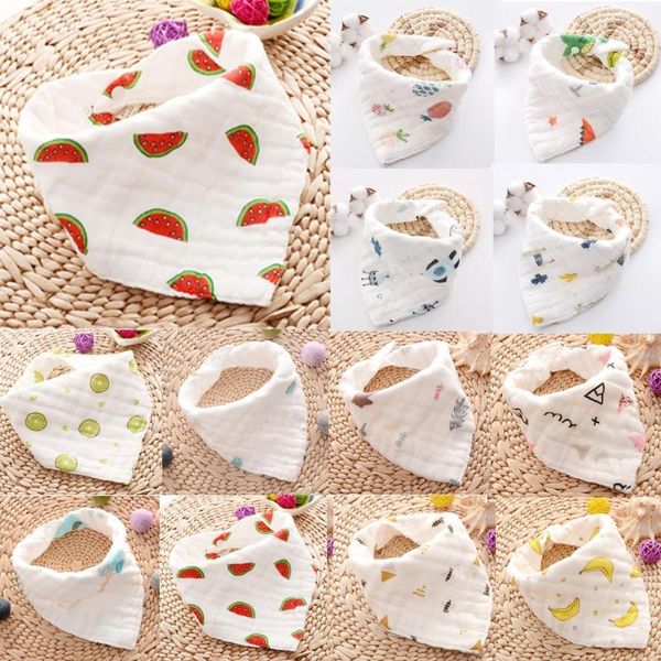 

bibs & burp cloths 3# children's bandana born baby cartoon printing cotton gauze bib saliva trigonum towel for kids things babies