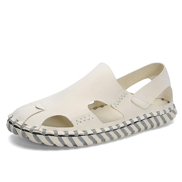 

men's sandals 2021 beach shoes summe hand-woven casual roman slippers, Black