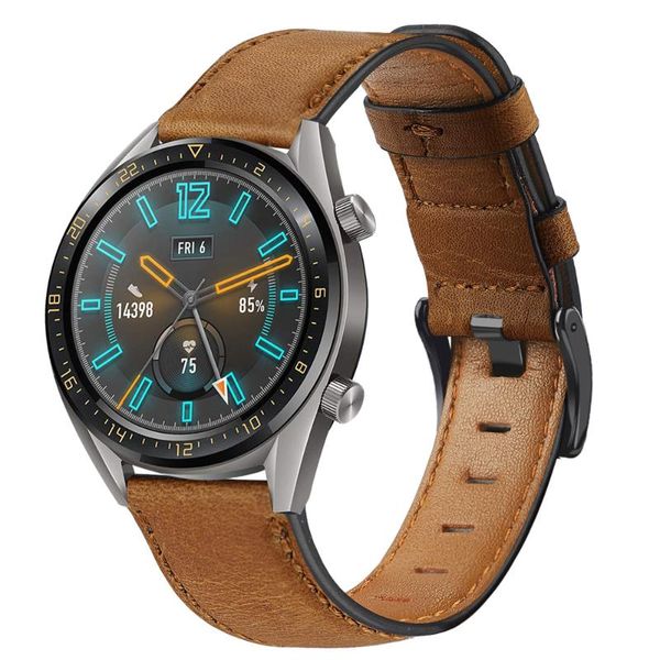 

watch bands 22mm band for huawei gt 2 samsung galaxy 46mm gear s3 frontier classic strap leather bracelet watchband belt, Black;brown