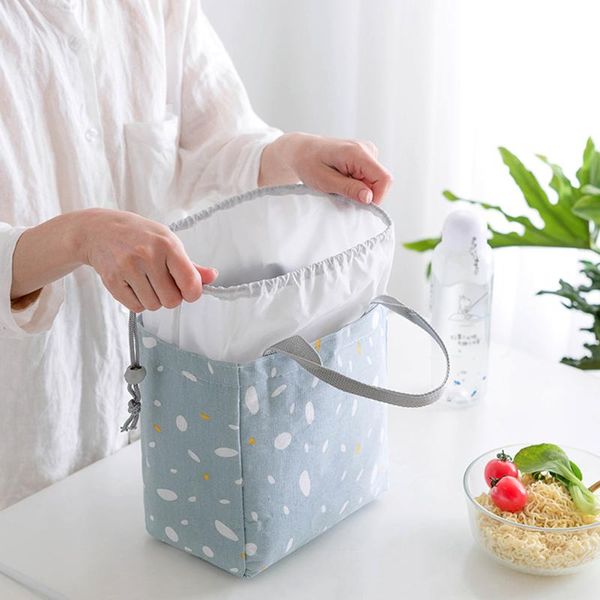 

storage bags waterproof portable print lunch bag thermal insulated bento case tote cooler food dinner container handbag