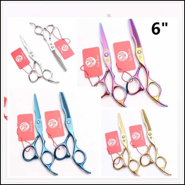 

hair scissors a pair 6" salon professional hairdressing barber haircutting shear set colorful gold y1221
