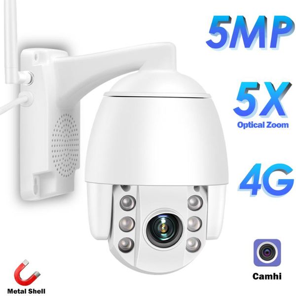 

sim card ip camera 1920p 5mp hd ptz dome outdoor two way audio wireless cctv security 5x zoom camhi cameras