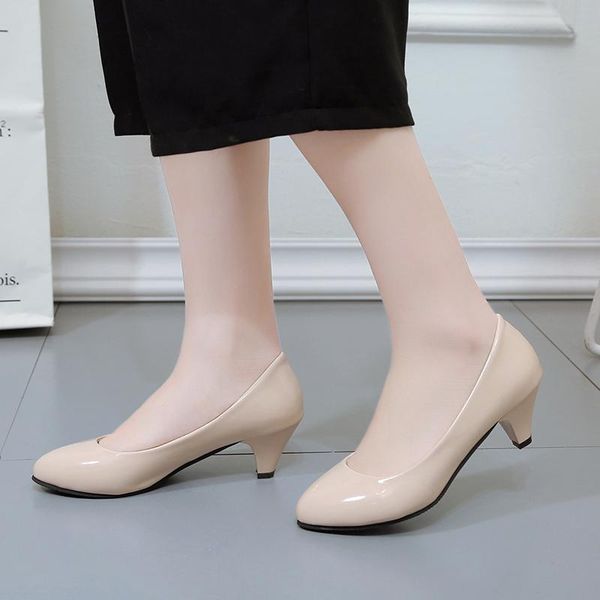 

dress shoes plus size 34-42 ol office lady patent leahter low heels wedding bridal basic pumps ladies 7331g, Black