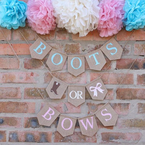 

party decoration gender reveal decor boots or bows banner golf boy girl baby shower