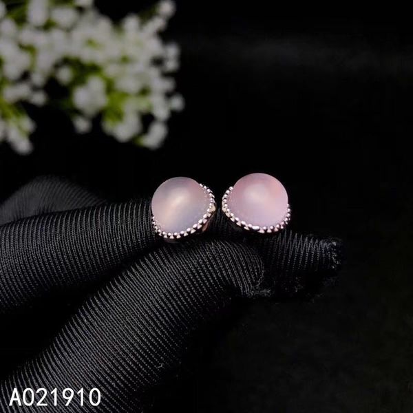 

stud kjjeaxcmy boutique jewelry 925 sterling silver inlaid rose quartz pink crystal gemstone women's earrings, Golden;silver