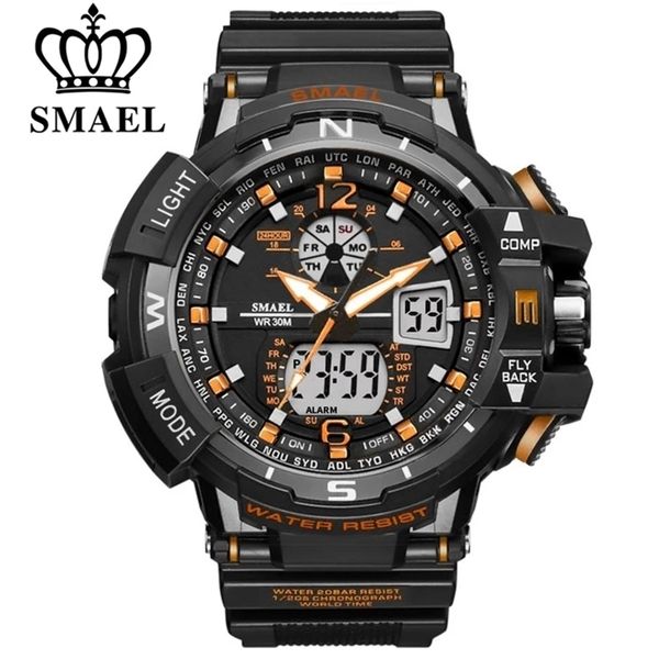 

smael sport watch men clock male led digital quartz wrist watches men's brand luxury digital-watch relogio masculino 210804, Slivery;brown