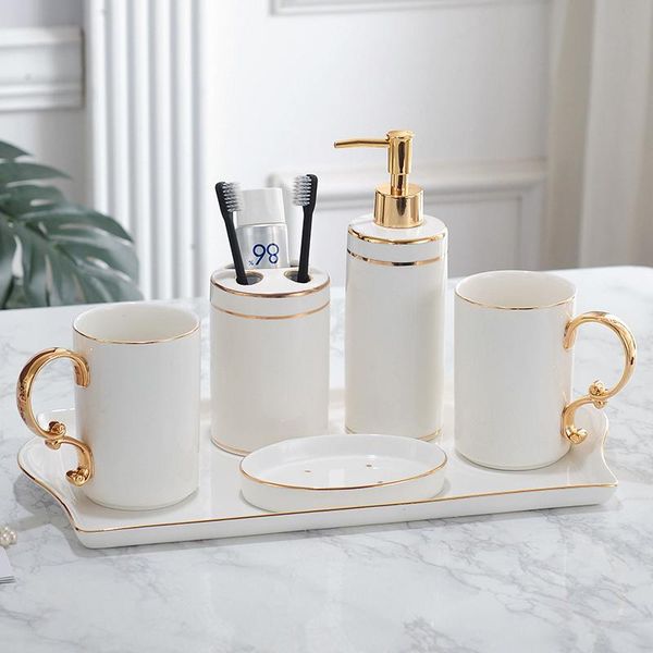 

bath accessory set ceramic toiletries bathroom accessories soap dispenser toothbrush holder gargle cup tissue box dish wedding gifts