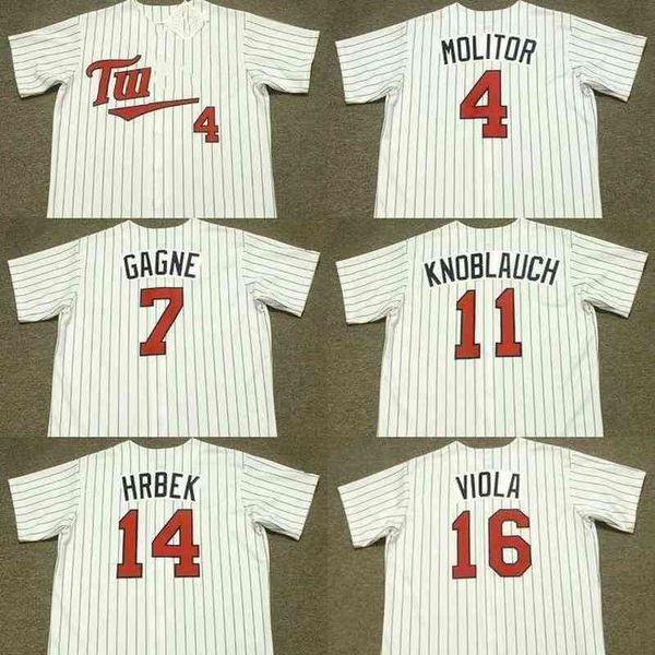 

men 4 paul molitor 16 frank viola 7 greg gagne 32 dan gladden 19 scott erickson 14 kent hrbek 11 chuck knoblauch baseball jersey, Black