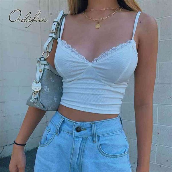 

summer women elegant white v neck camis slim black lace crochet camisole party tank 210513