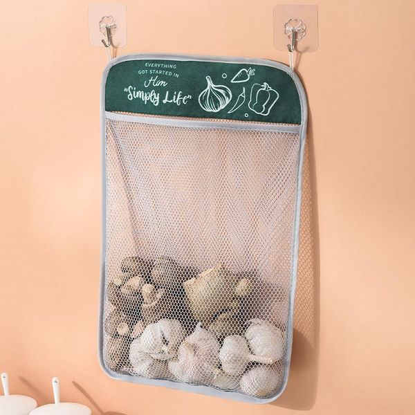 

storage bags 2/1 pcs fruit and vegetable mesh bag hanging kitchen garlic ginger onion wall