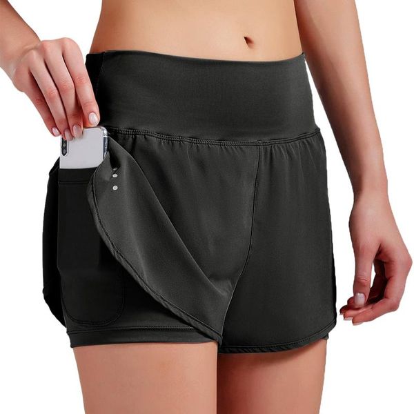 

women's shorts women 2 in 1 buscrunch skirted running quick dry fake skirt gym workout short summer with pockets 4, White;black