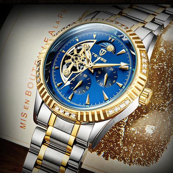 

wristwatches mechanical watch men fashion automatic male casual waterproof sports watches clock relogio masculino gift, Slivery;brown