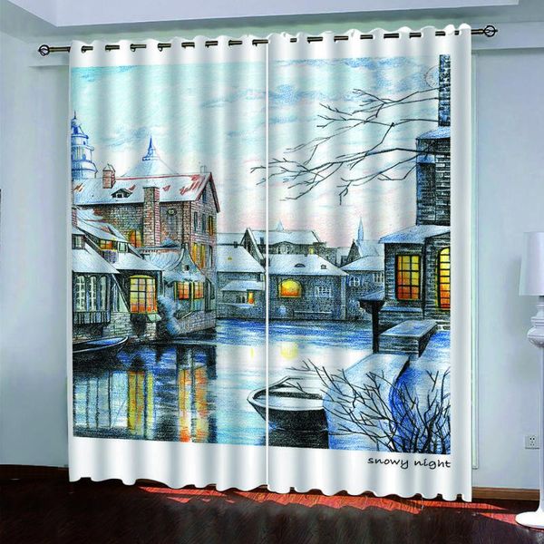

custom european oil painting architecture blackout curtains for bedroom window living room hd printing curtain & drapes