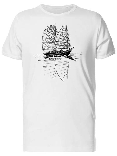 

cool chinese boat sketch men's tee -image by shutterstock, White;black