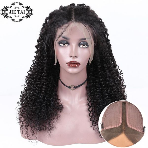 

curly 13*1 t part lace wigs for black woman remy human hair 100% glueless natural color, Black;brown