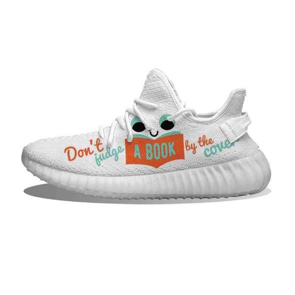 

diy custom don't judge a book by the coven running shoes mesh printed mens womens trainers outdoor sports sneakers, Black;white