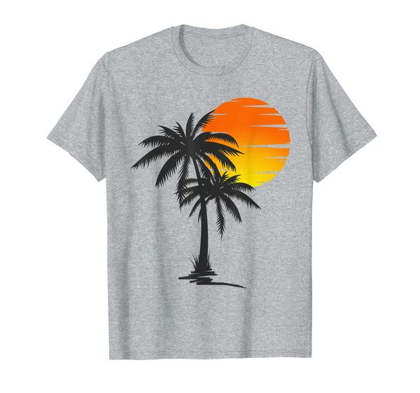 

sunset beach palm tree tshirt funny summer vacation holiday t-shirt, White;black