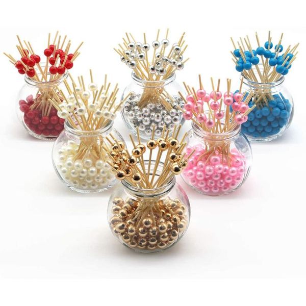 

disposable dinnerware bamboo skewer festival supplies party wedding pearl cocktail picks fruit snack fork wooden toothpick