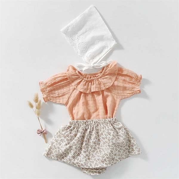 Baby Baby Boy Roupas Nascido Conjunto de roupas Verão Camiseta + Flores PP Shorts Cotton Suit 210521