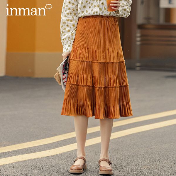 

skirt spring autumn lady retro style fit shape elegant women pleated fishtail skirt 7oed, Black