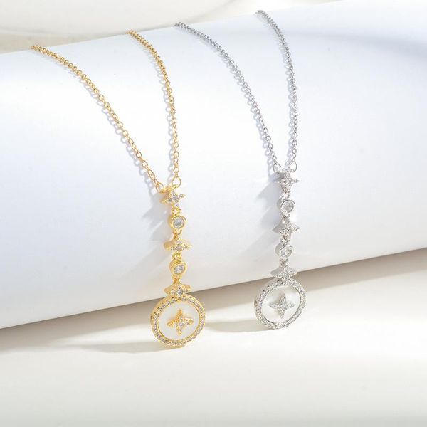 

chains design natural fritillary star pendant clavicle chain choker for woman girl gift necklace, Silver