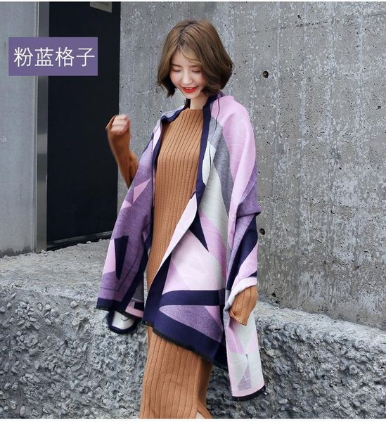 

scarves 2021 luxury quality scarf for women warmer winter cashmere pashmina shawls female thick blanket wraps foulard 200x70 cm, Blue;gray