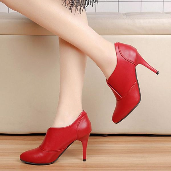 

boots high heel winter for women elegant dress shoes pointed toe ankle k2, Black