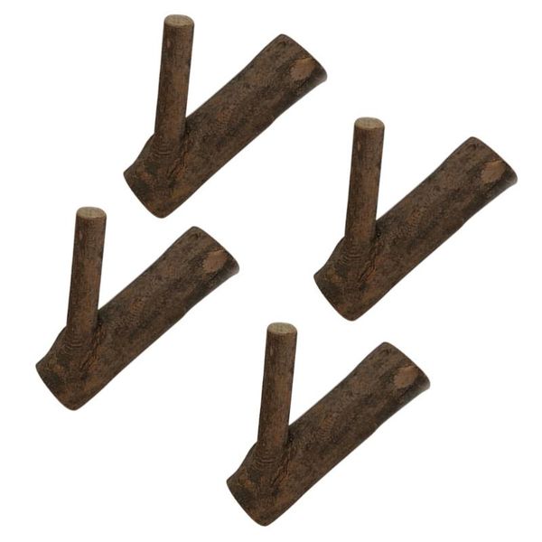 

4pcs rustic wood wall hooks tree branch clothes hook decorative coat and hat hanger (random shape) & rails