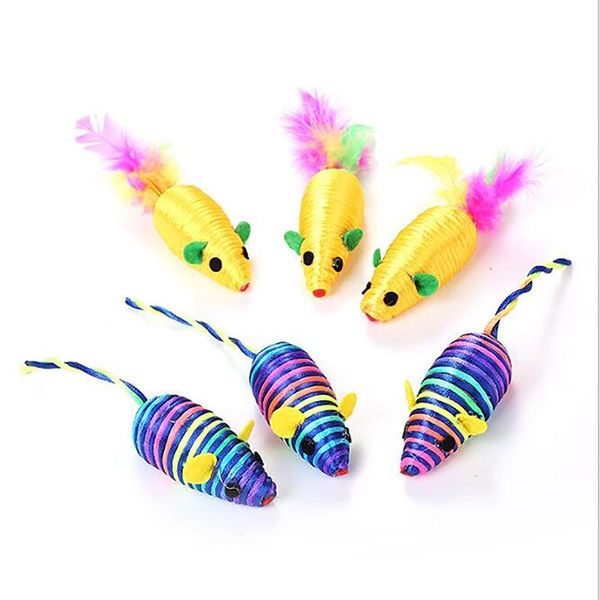

cat toys mouse silk yarn false colorful feather lovely chew funny playing