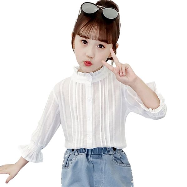 

shirt for girl solid kids white blouse girls casual children's shirts spring autumn teenage clothes 210527, White;black