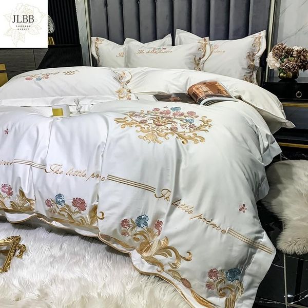 

bedding sets 100s egyptian cotton luxury embroidery white set  king size bed cover duvet sheet pillowcases