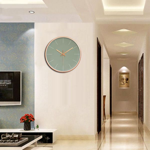 

inch rose gold wall clock modern minimalist round watch plastic mute quartz home decor 2021 clocks