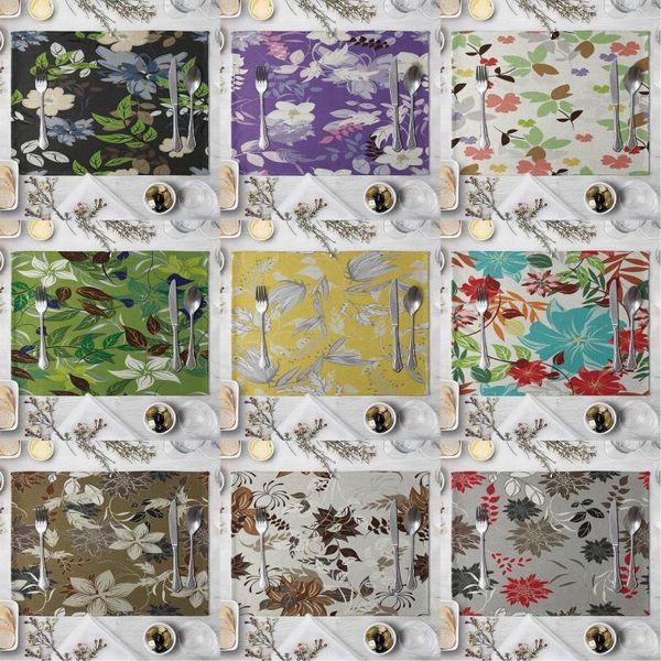 

mats & pads fashion flower print rectangle western style table pad cut placemat for dinner kitchen 40x30cm