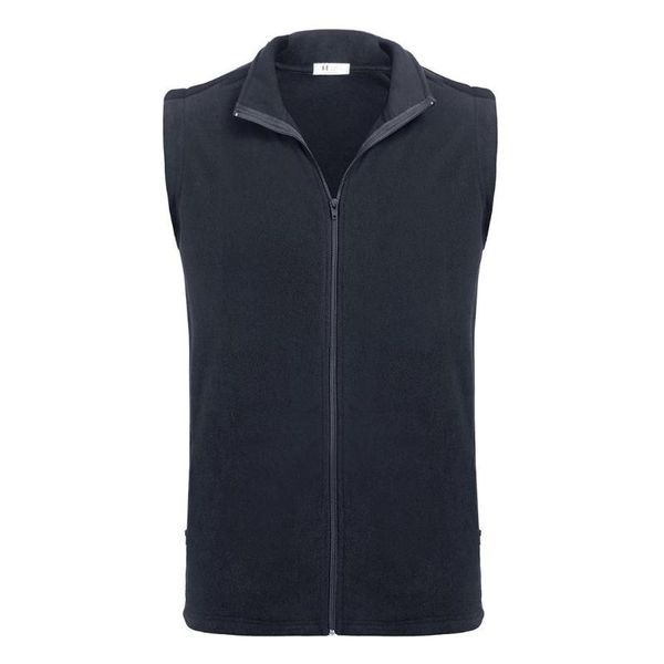 

men's vests men warm stand collar sleeveless full zip patchwork casual fleece vest w/ pocket, Black;white
