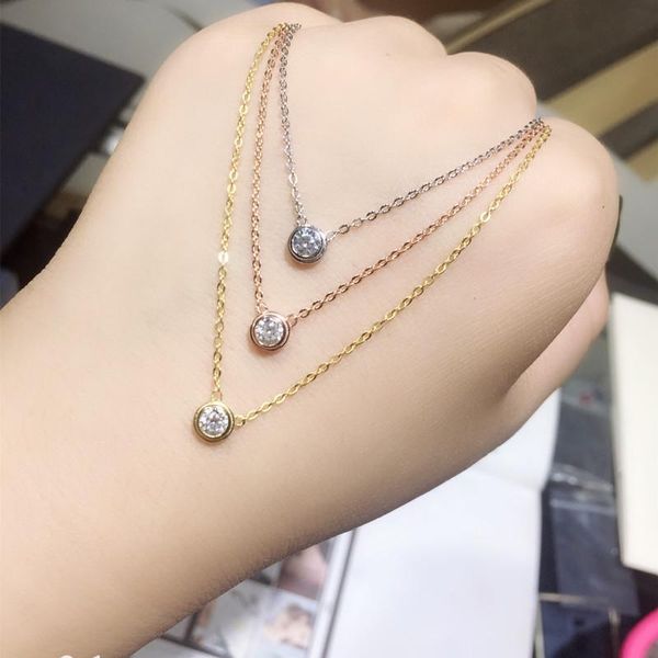 

pendant necklaces yun ruo rose gold color classic zircon predant necklace 316 l titanium steel jewelry woman birthday gift not fade drop, Silver