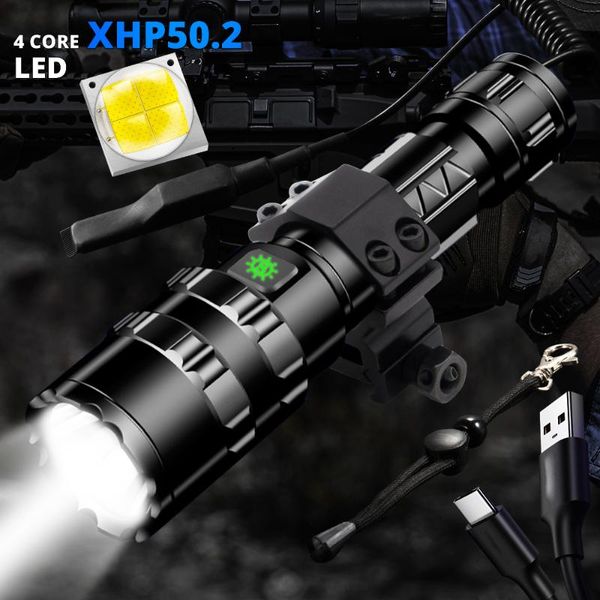 

powerful xhp50 led xlamp aluminum hunting l2 waterproof 5modes torch usb rechargeable 18650 26650 battery flashlights torches