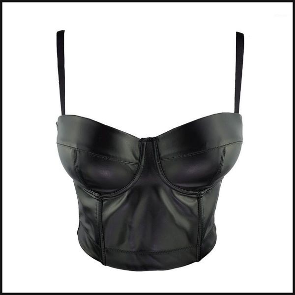 

women's steampunk corset crop fashion gothic style bustiers & corsets to wear out leather tank female lingerie bra, Black;white