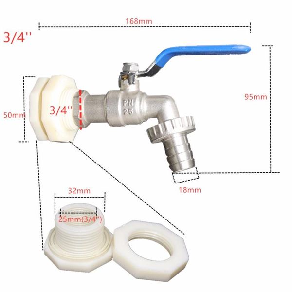 

1/2 3/4 ibc tank adaptor brass connector garden tap hose oil fuel water watering equipments