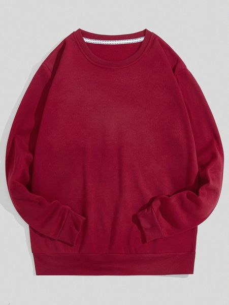 

men solid round neck sweatshirt w66g#, Black