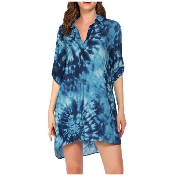 

casual dresses fashsiualy 2021 summer shirt dress women's beach cover up holiday beachwear v neck bathing suit, Black;gray