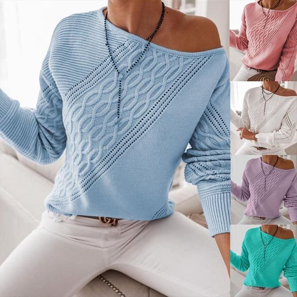 

autumn winter streetwear women knitted sweater off shoulder solid pullover casual long sleeve loose jumper, White;black