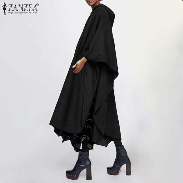 

jacket plus size women's poncho coats 2021 chic capes hooded hoodies pullovers female long sleeve cloak outwears jackets 5xl, Black;brown