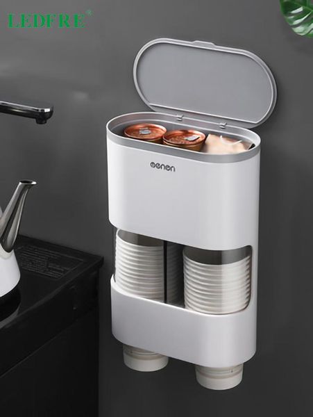 

wall-mounted disposable cup holder automatic remover household water dispenser storage shelf for cups lf71058 bottles & jars