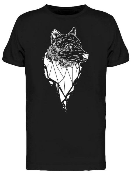 

abstract wolf head polygon tee men's -image by shutterstock, White;black
